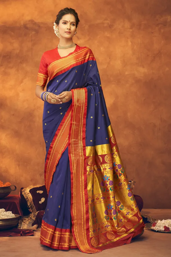 Navy_Blue_Soft_Paithani_Saree_With_Gold_Zari